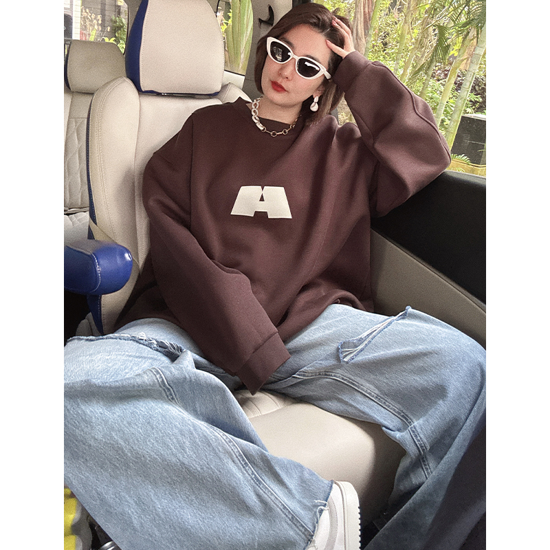 ANNAMOOER25时尚深咖印花卫衣