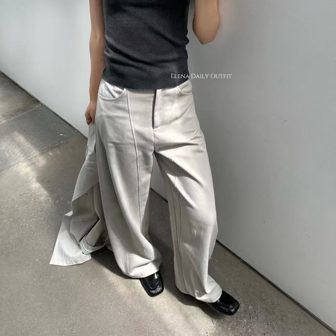 Elenastudio「简练有型」显瘦百搭舒适莱赛尔棉拼接镰刀裤AP5993