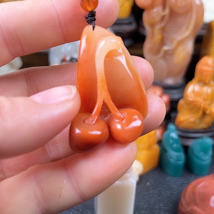 寿山石芙蓉石挂件 樱桃