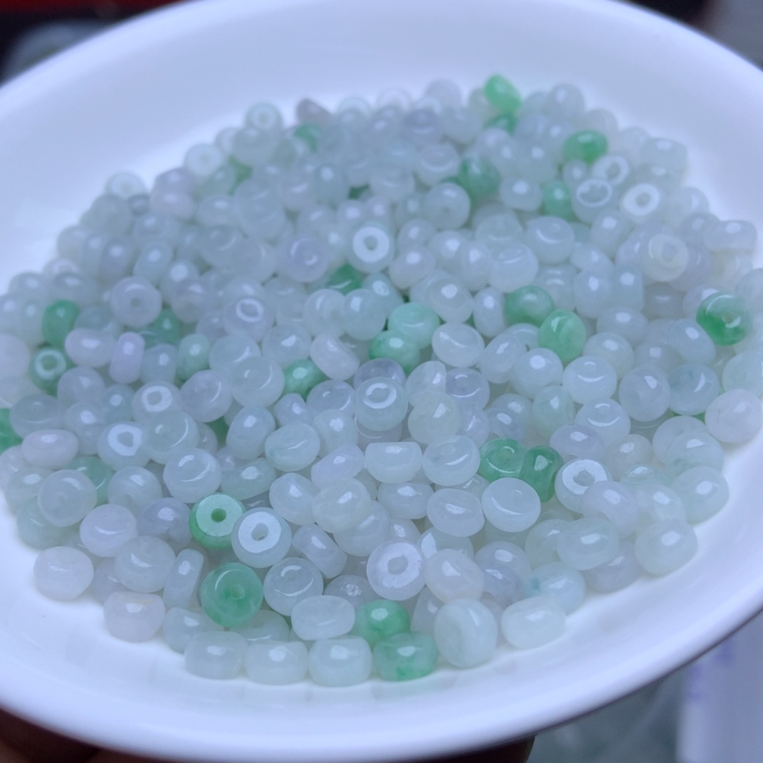 未镶嵌手链翡翠卡3乘5冰绿白算盘100个