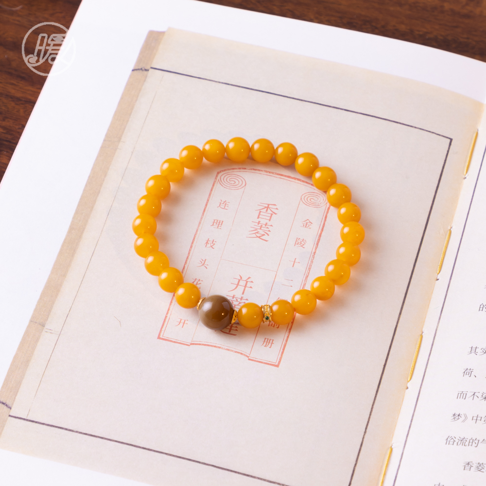 Nuanyan/暖言单圈蜜蜡手串7mm搭配糖玉路路通手链E7215多样性发一