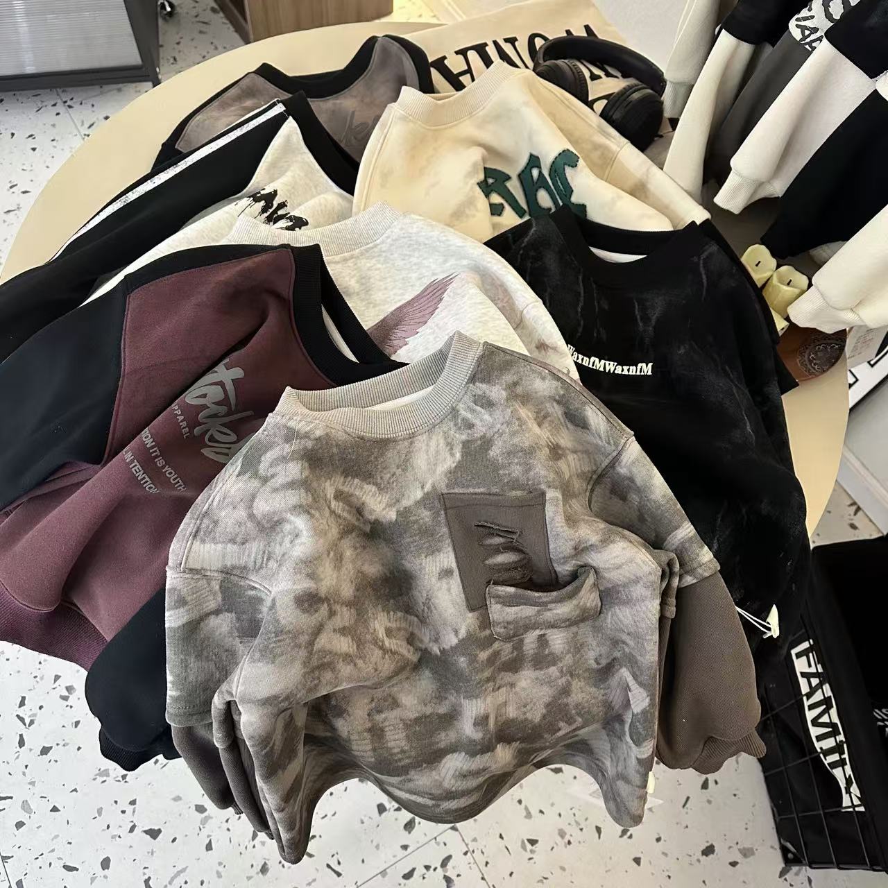 冬季厚款男童卫衣长袖休闲打底复古圆领韩版秋冬套头儿童宽松