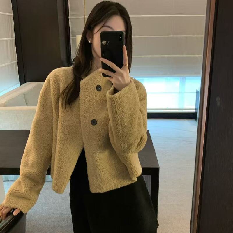 XiTang-1269-福 网红美拉德卡其短夹克冬季气质女
