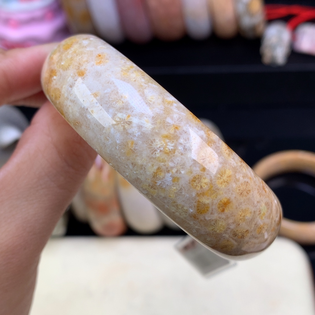 硅化珊瑚（珊瑚玉）未镶嵌颈饰（8号）手镯五折57.7圈