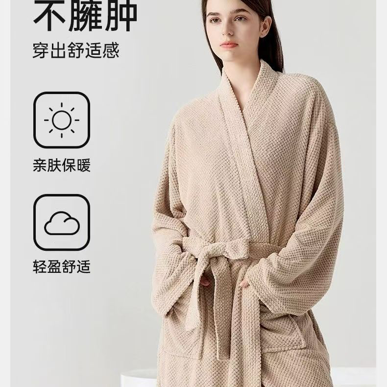 浴袍加厚成人浴裙情侣吸水长袖速干秋冬洗澡浴衣穿式睡袍浴巾不掉