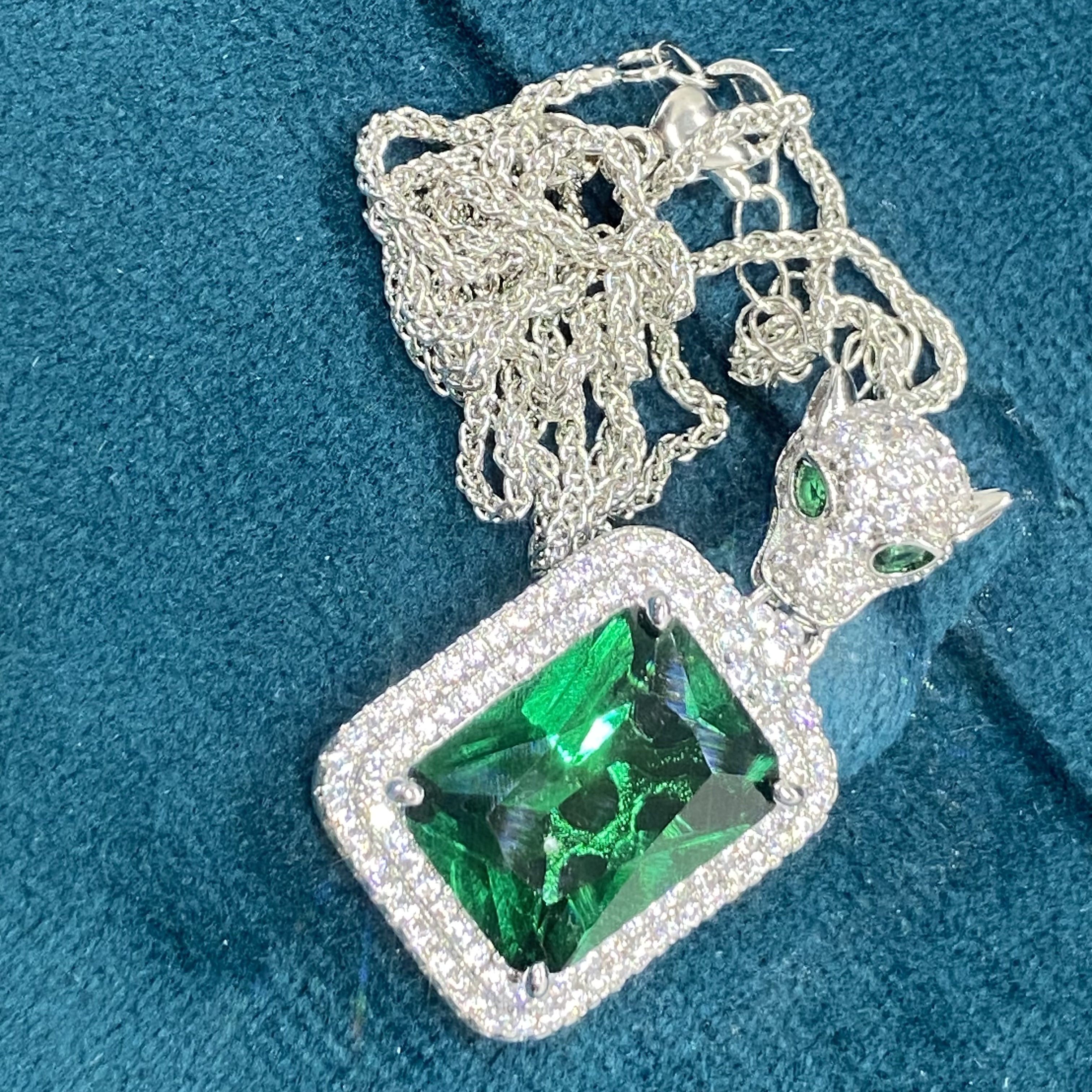 【南非库里南】NFKLN 高端奢华定制 绿色豹子头吊坠 091