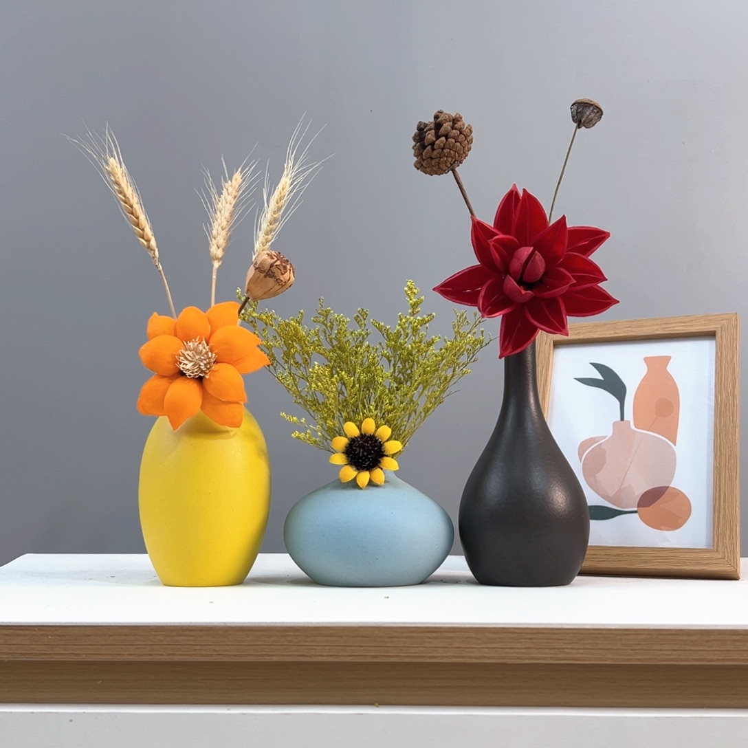 摆件不带画框 花瓶带花高度20-30厘米左右