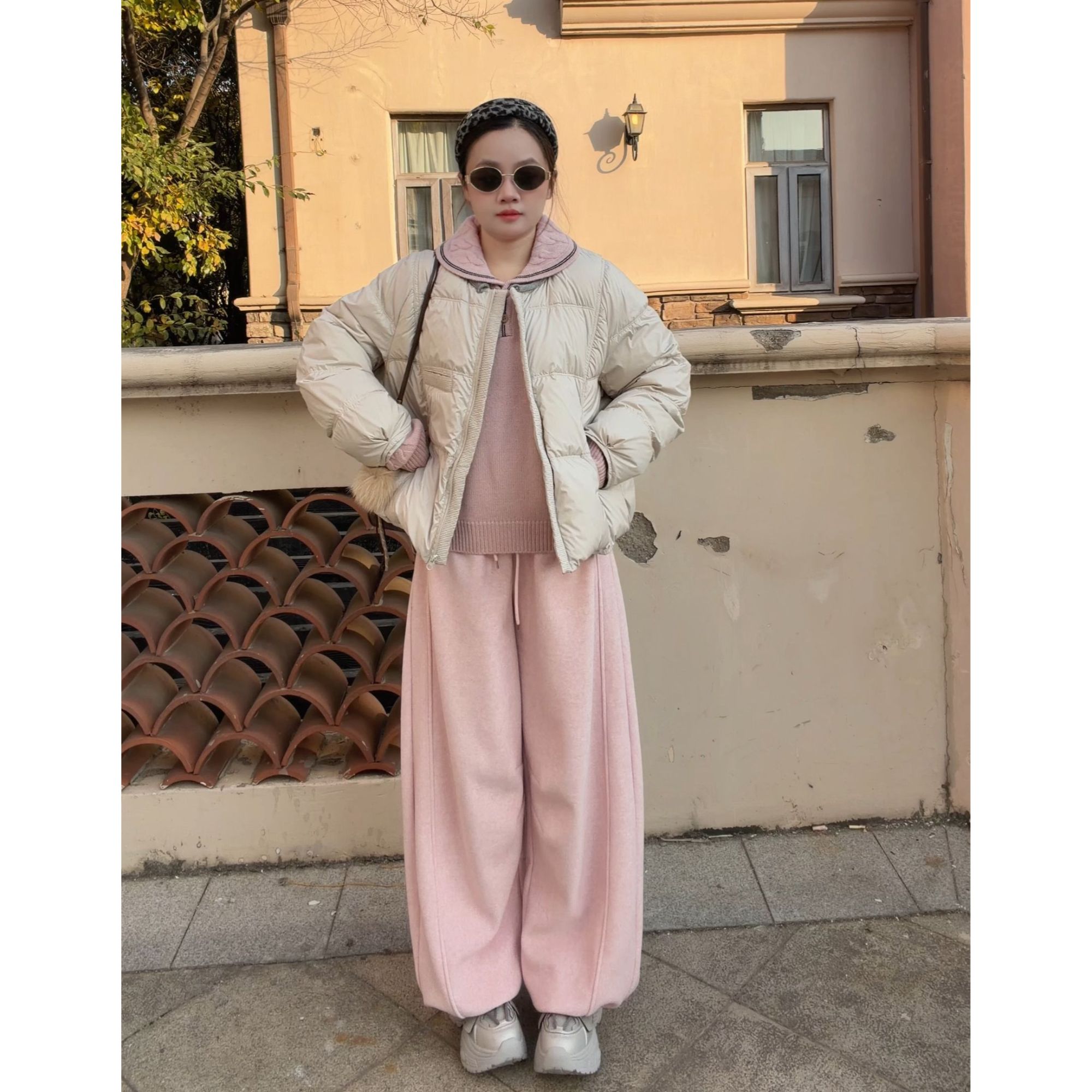 【豆腐块拼接领短款羽绒服】D8706