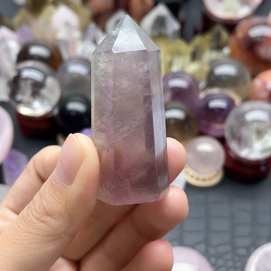 未镶嵌珠宝半成品水晶69紫莹柱