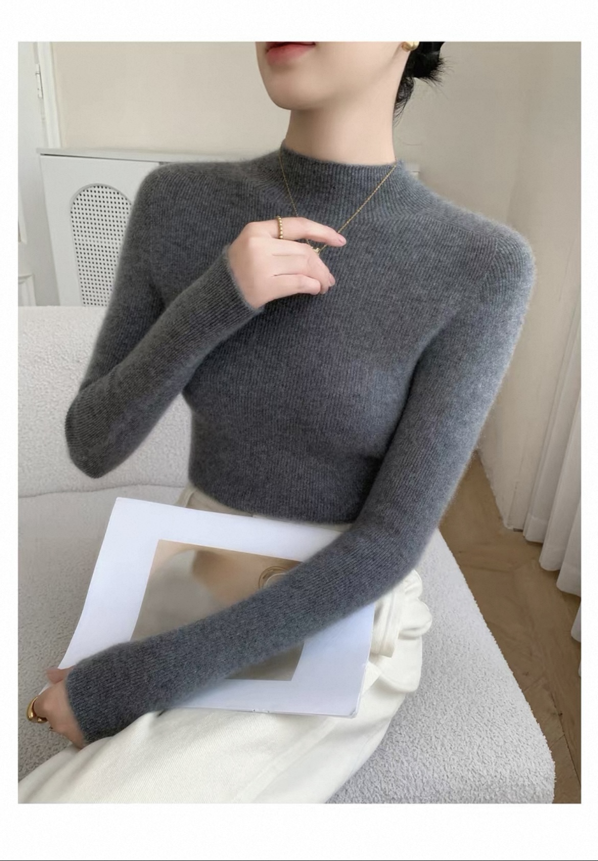 【100纯羊毛衫】一线成衣秋冬新款100纯羊毛衫女套头厚针织打底衫