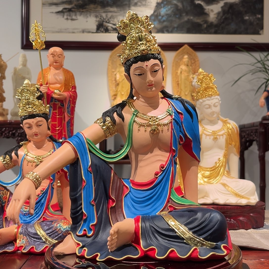 野***号木象牙果蓝彩自在观音30加底座