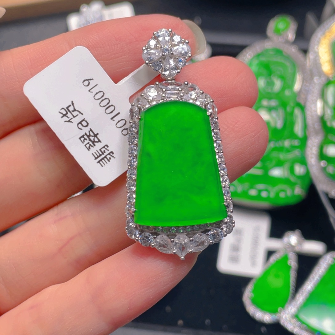 翡翠银S925镶嵌吊坠(不含链)