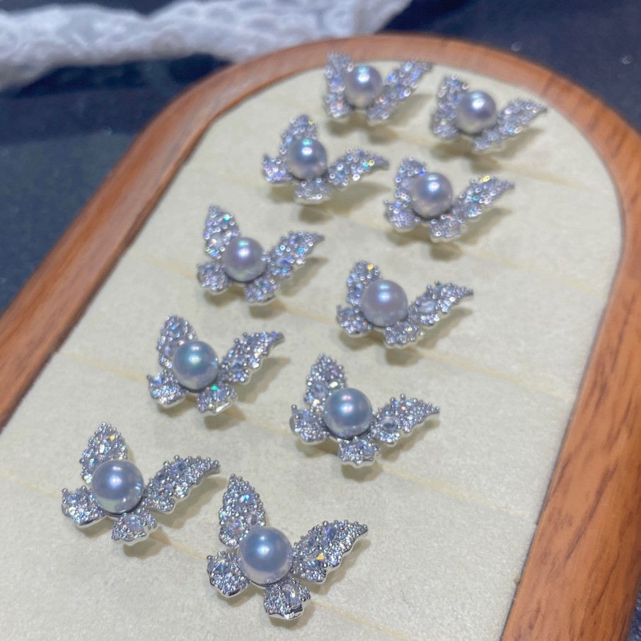 【浮光梦蝶】翩翩蝴蝶耳钉真多麻色银针