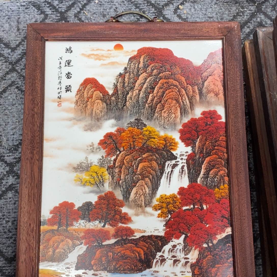 瓷片37*28 景德镇瓷板画柴窑烧制