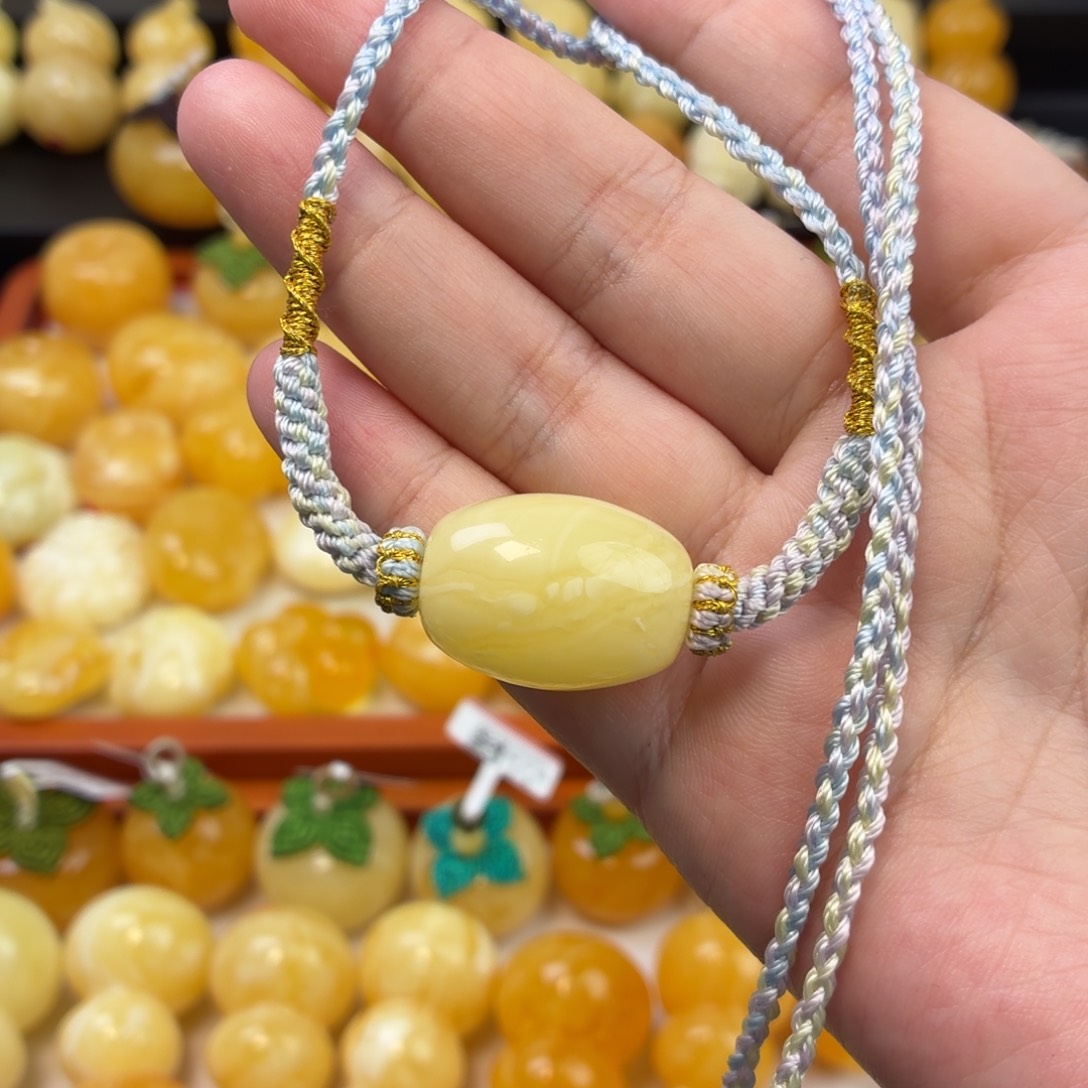 蜜蜡未镶嵌毛衣链蜜蜡