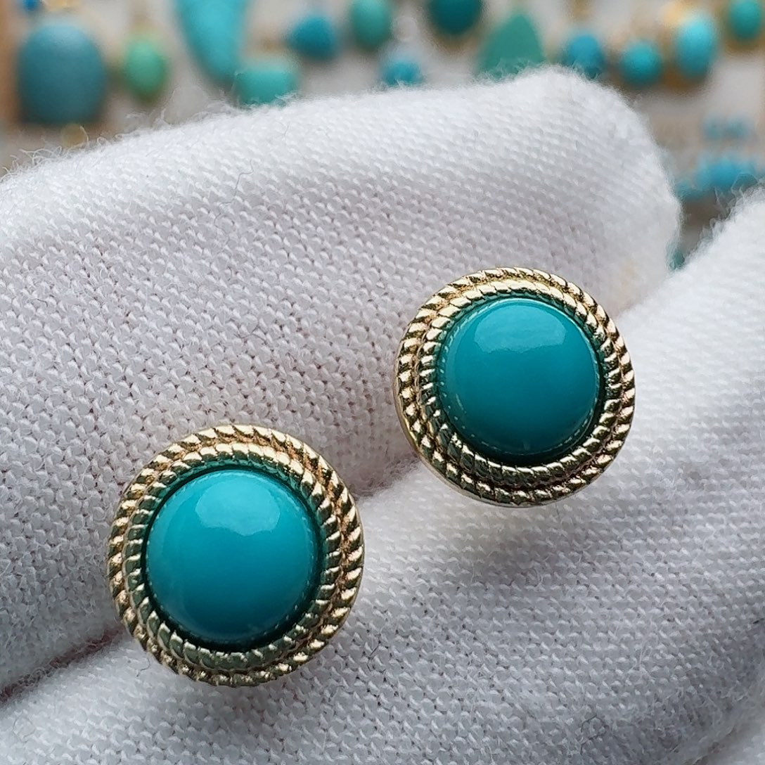 绿松石未镶嵌耳饰