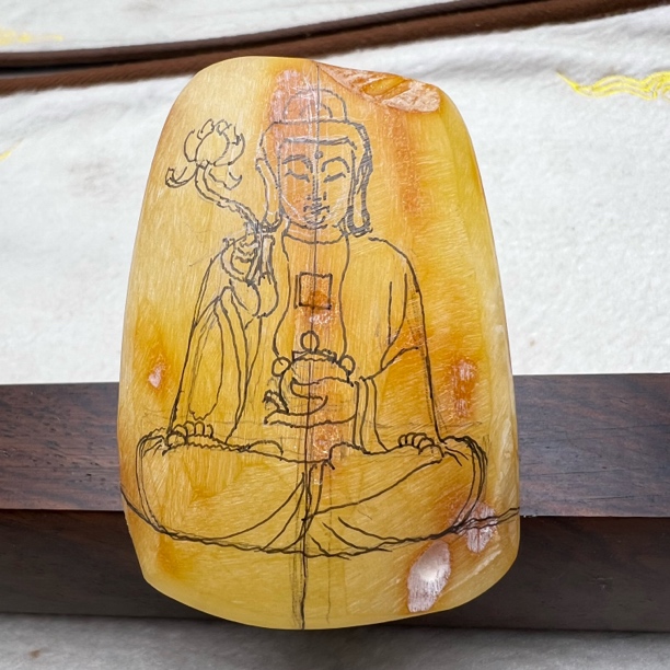 好玉易定制款药师佛精雕巧雕天然琥珀蜜蜡吊坠挂件