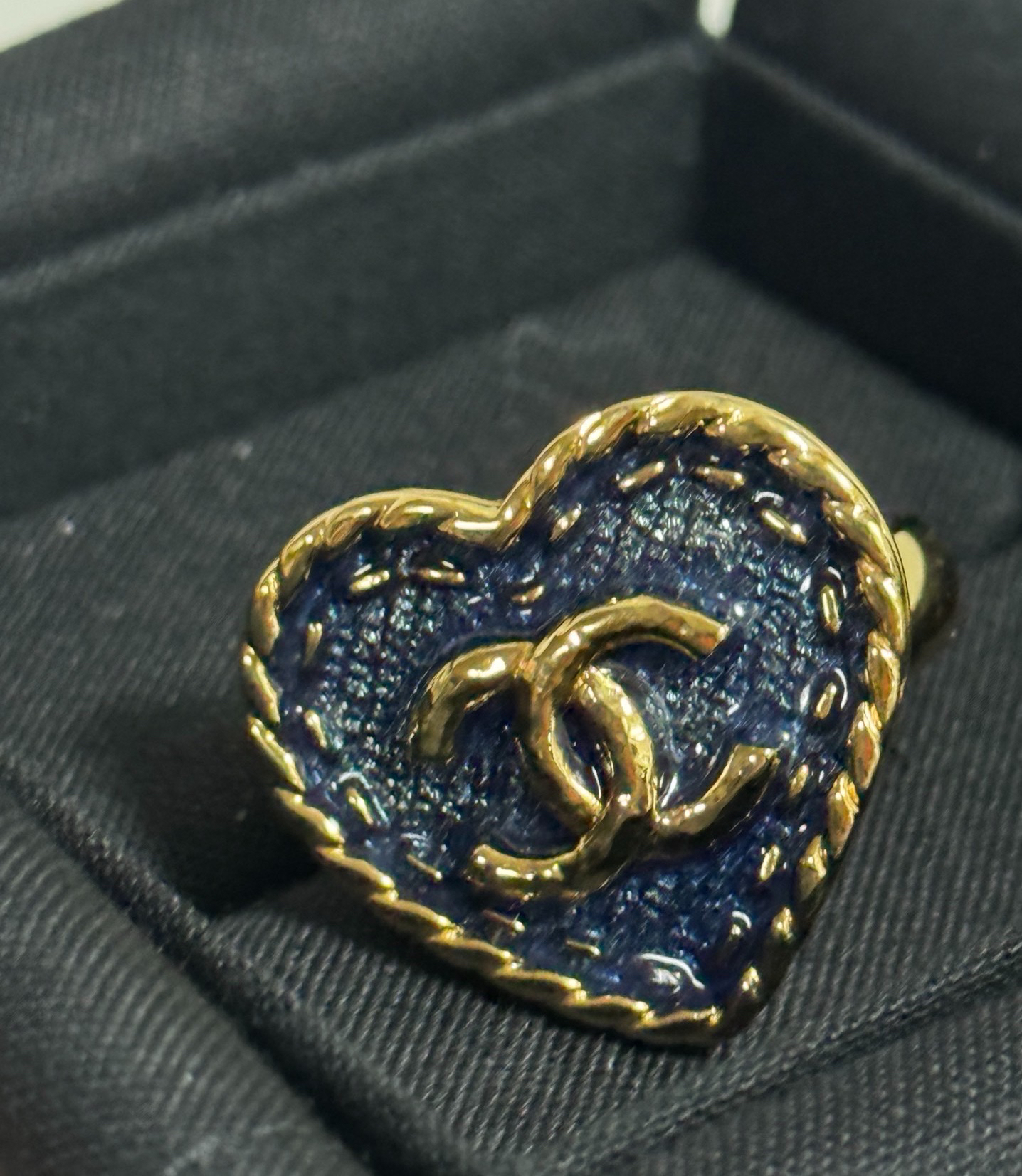 95新 Chanel/香奈儿 戒指｜Chanel 24p牛仔爱心戒指 54码