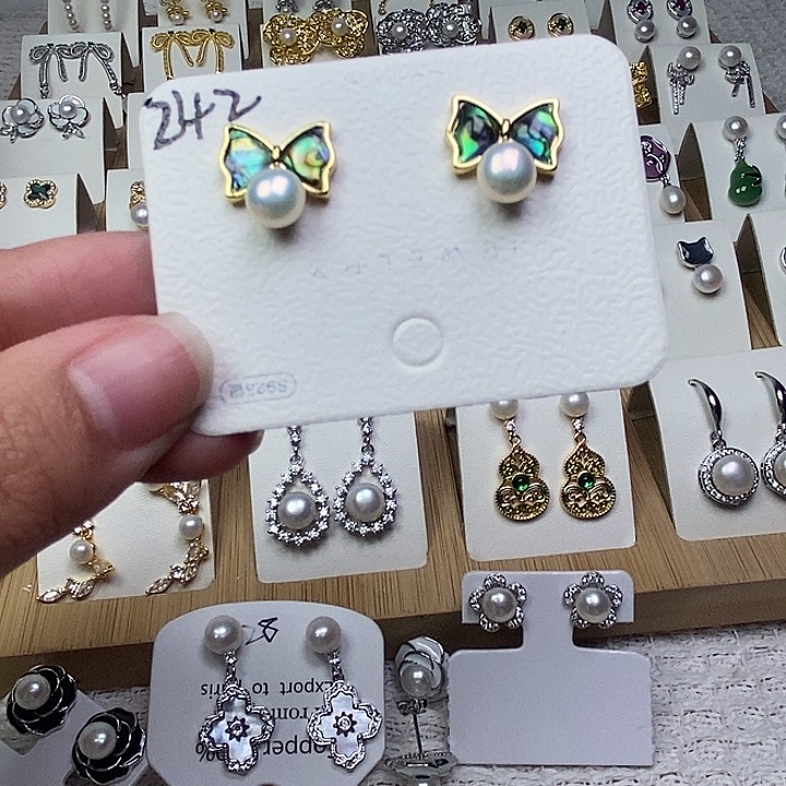 淡水珍珠耳饰银S925镶嵌