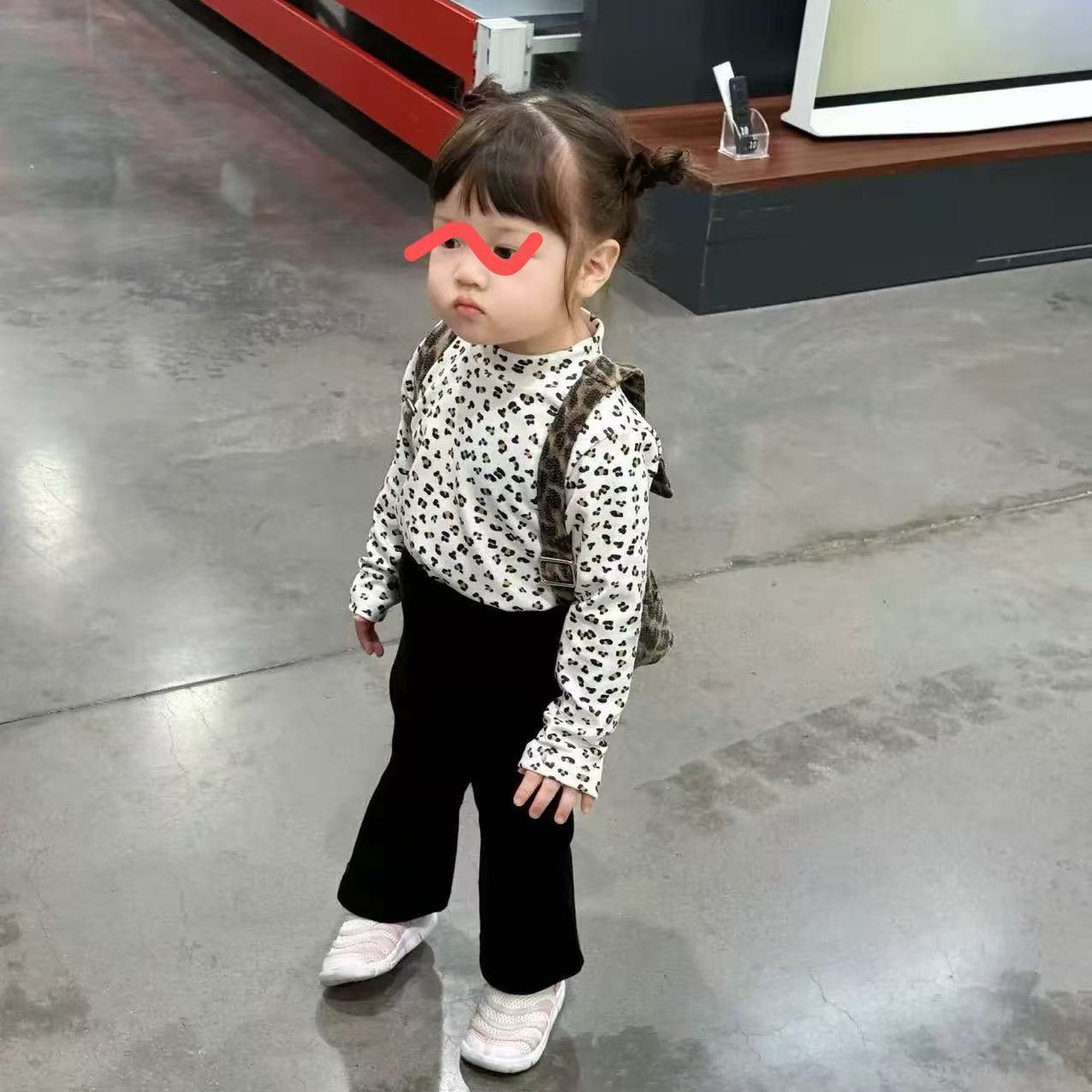 834-双面豹纹蚕丝打底儿童