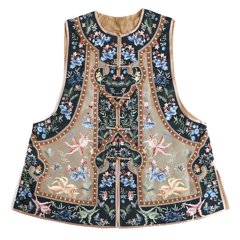 「藻间鲤」乐锦坊 桑蚕丝 复古中国风原创设计感刺绣汉服女装马甲