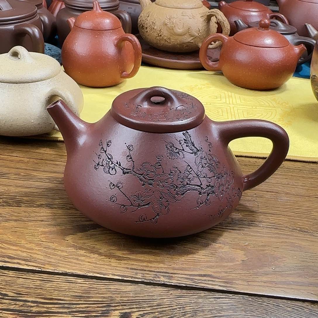 紫砂茶壶石瓢紫泥
