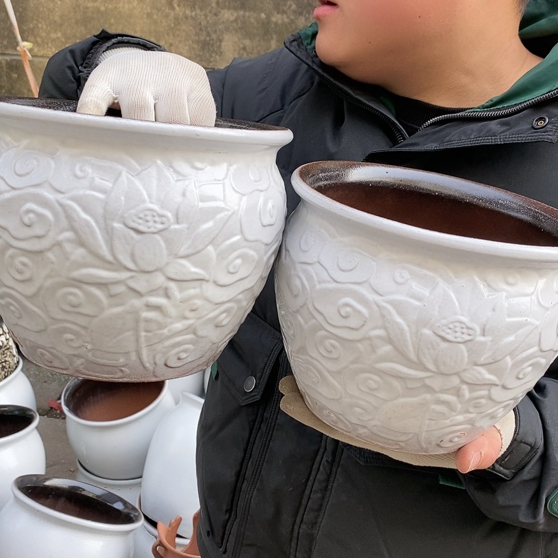 紫砂花盆瑕疵口20高16