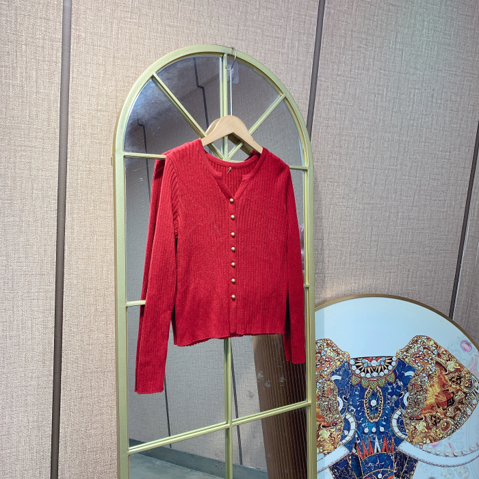 BS563孕妇红色针织开衫90-135