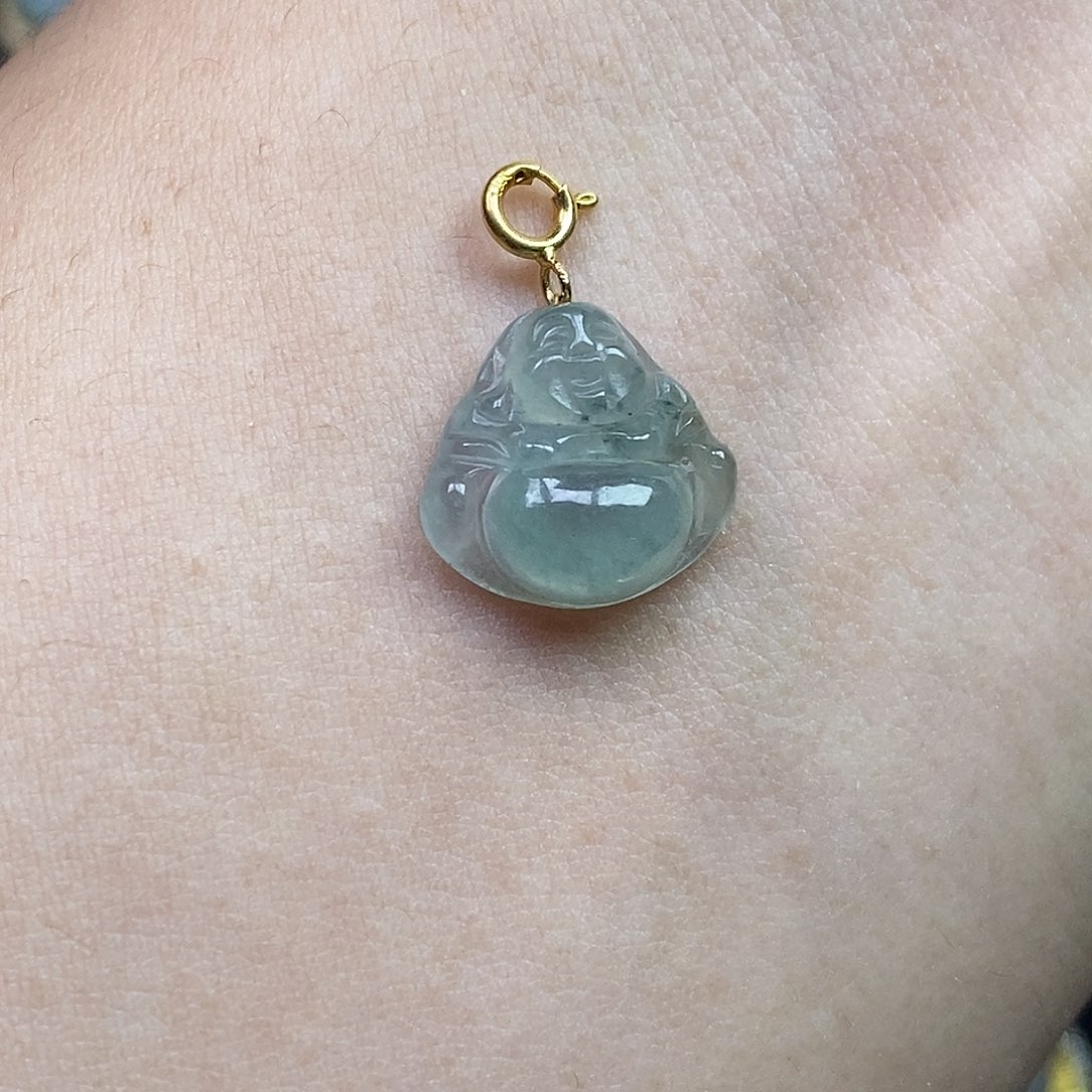 翡翠18K金镶嵌颈饰佛公