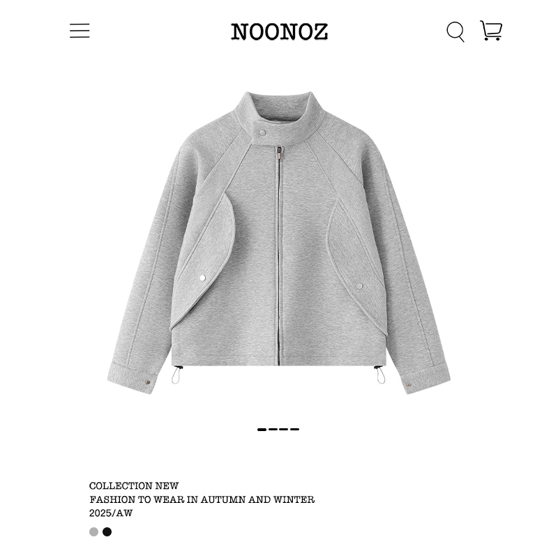 NOONOZ潮牌秋冬解构拼接高级感美式立领夹克男女保暖情侣拉链外套