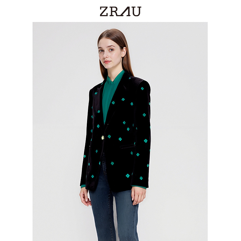 【达人专属】ZRAU高级新中式精美刺绣西装外套Z1241W0001