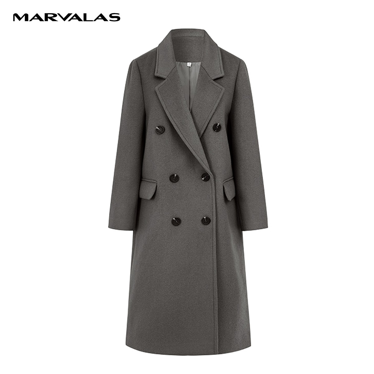 曼德诗羊毛大衣冬新款中长时尚过膝外套M426305281