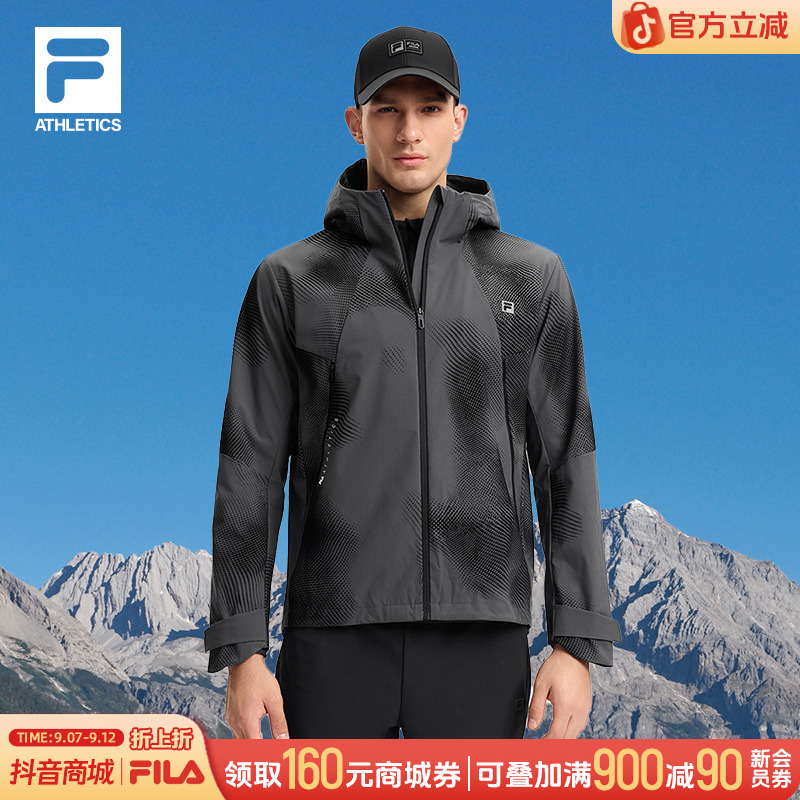 Fila/斐乐男士【植绒印花连帽外套】春季新款运动上衣A11M511712F