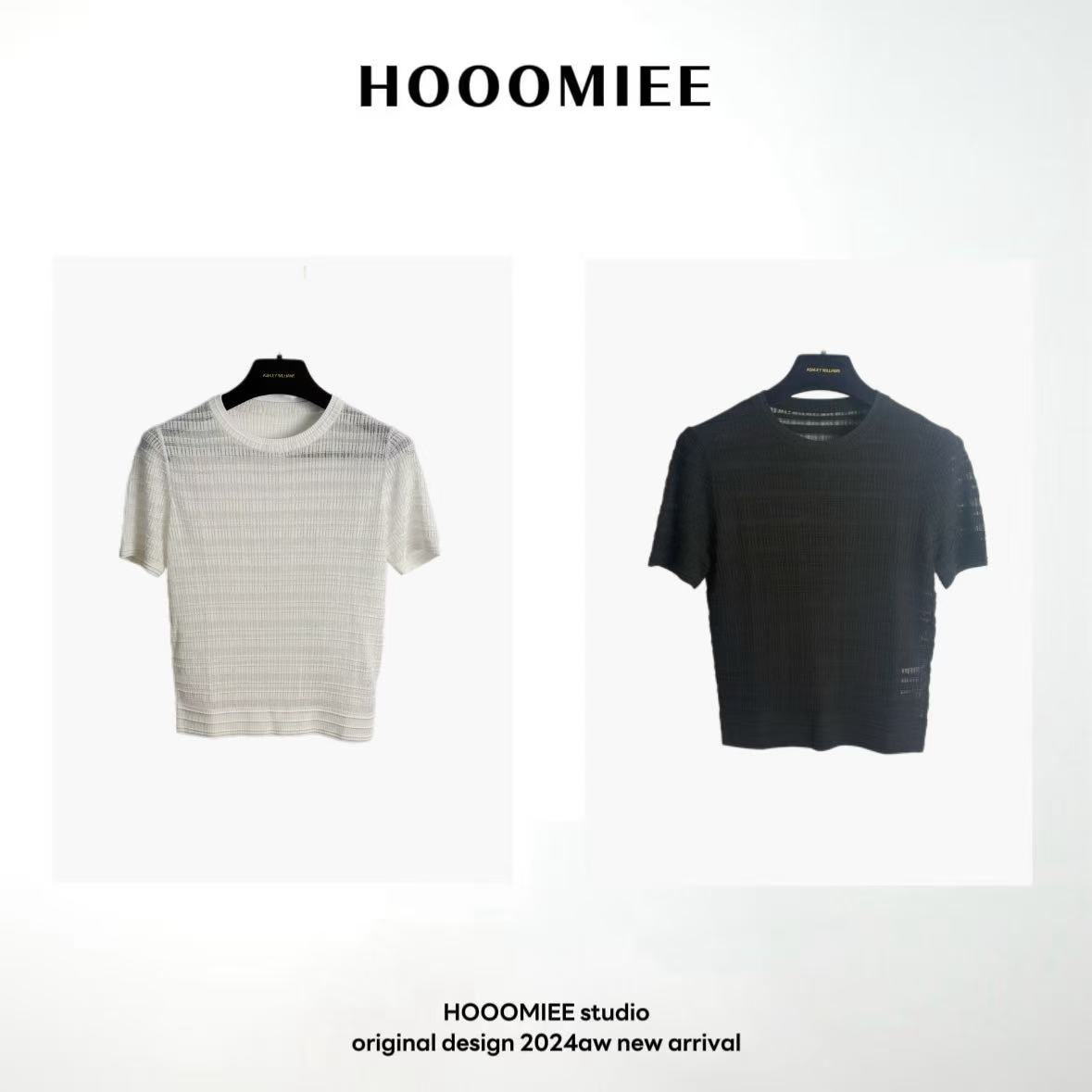 Hooomiee纯色镂空针织套头衫ML25062