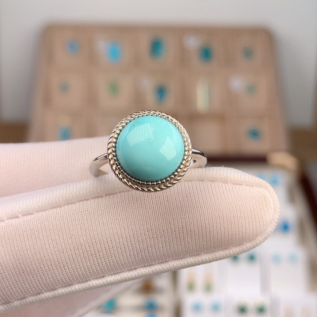 绿松石银S925镶嵌戒指