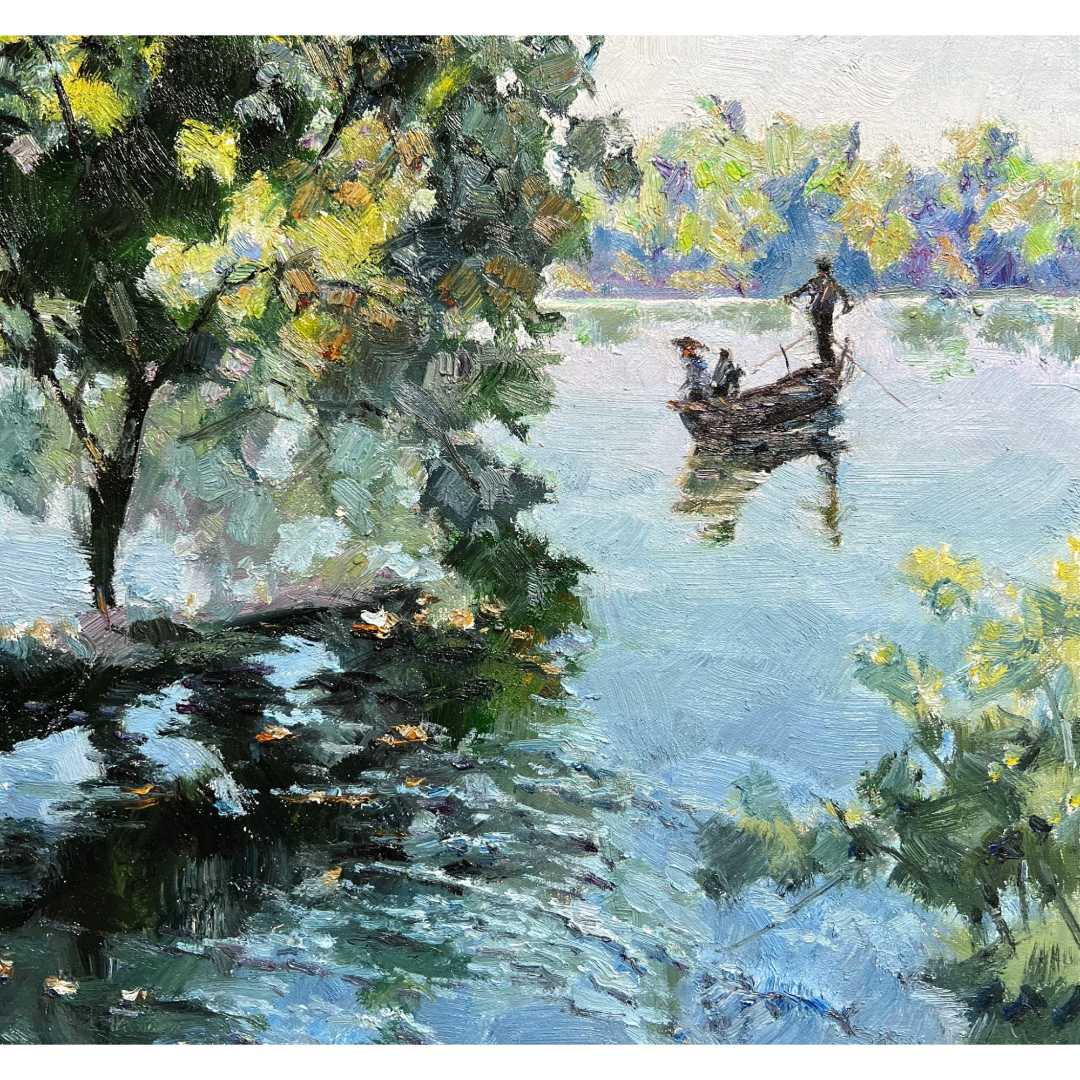 8888吴民本《湖》原创手绘风景油画55*62适合客厅餐厅