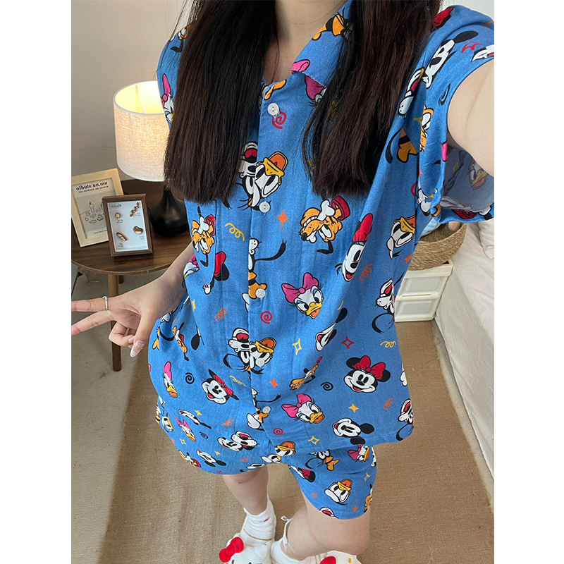 【米奇印花】韩系可爱卡通短袖睡衣女夏季爆款短裤家居服套装可外穿