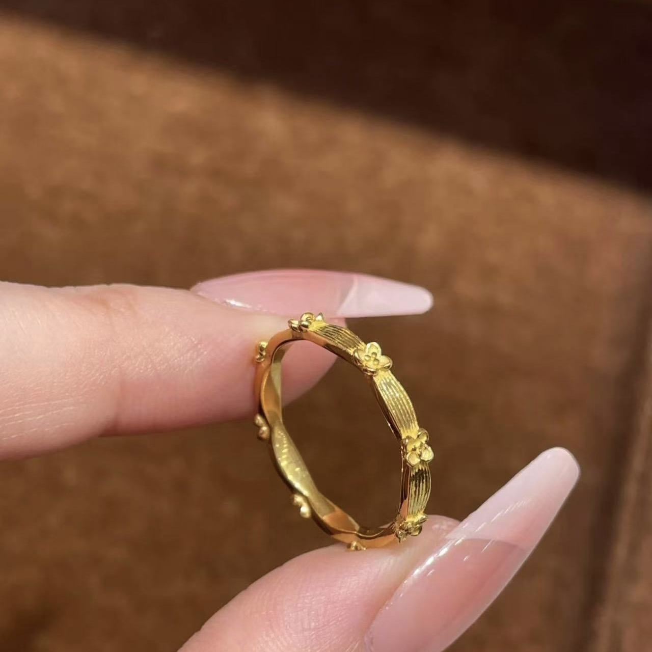 钛钢戒指 不掉色小众设计款轻奢满圈桂花烂漫小富桂个性戒指 A18