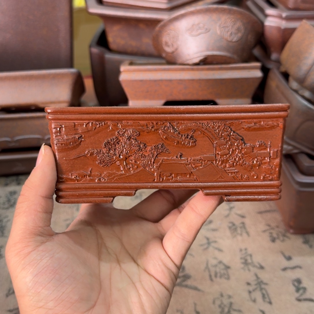 紫砂花盆87号宜兴紫砂正品花盆14x10x4.8