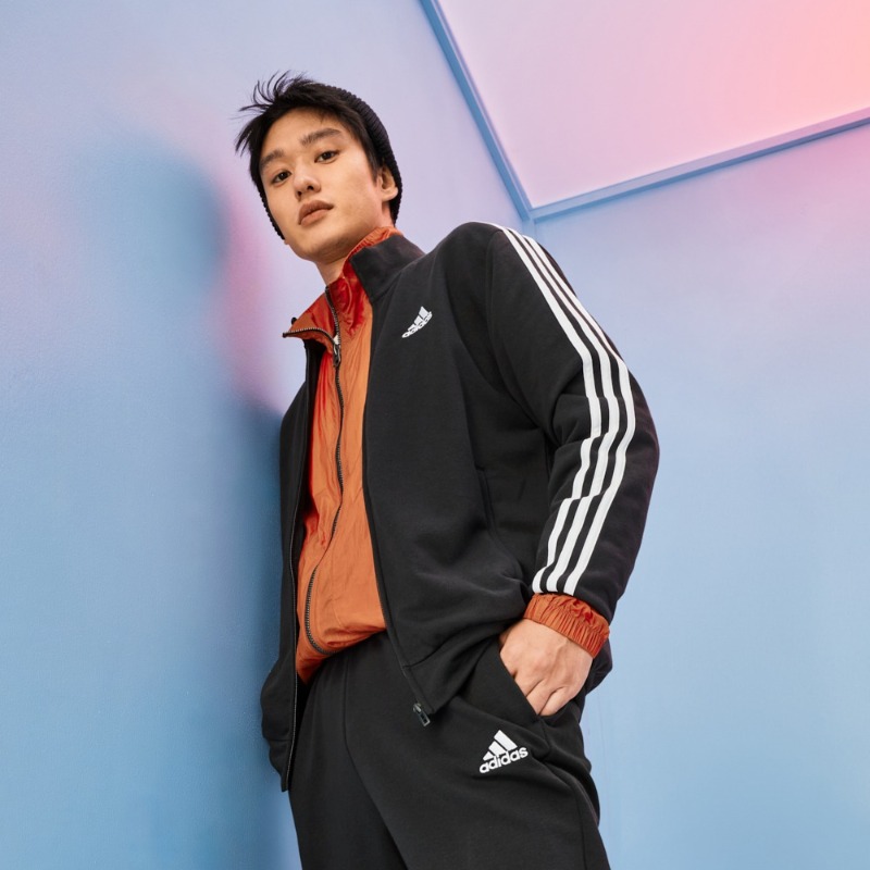 阿迪达斯 休闲舒适立领长袖运动服运动夹克套装男女adidas IC6766