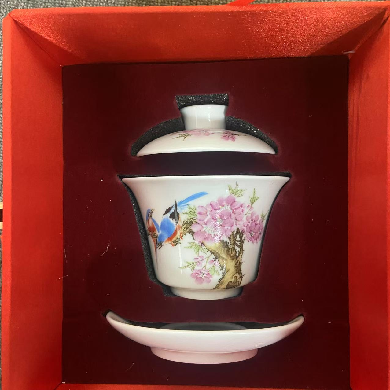 羊脂玉瓷旅行茶具带茶盘