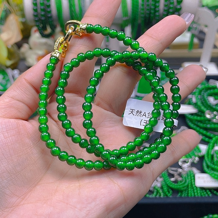 翡翠颈饰未镶嵌圆珠项链5
