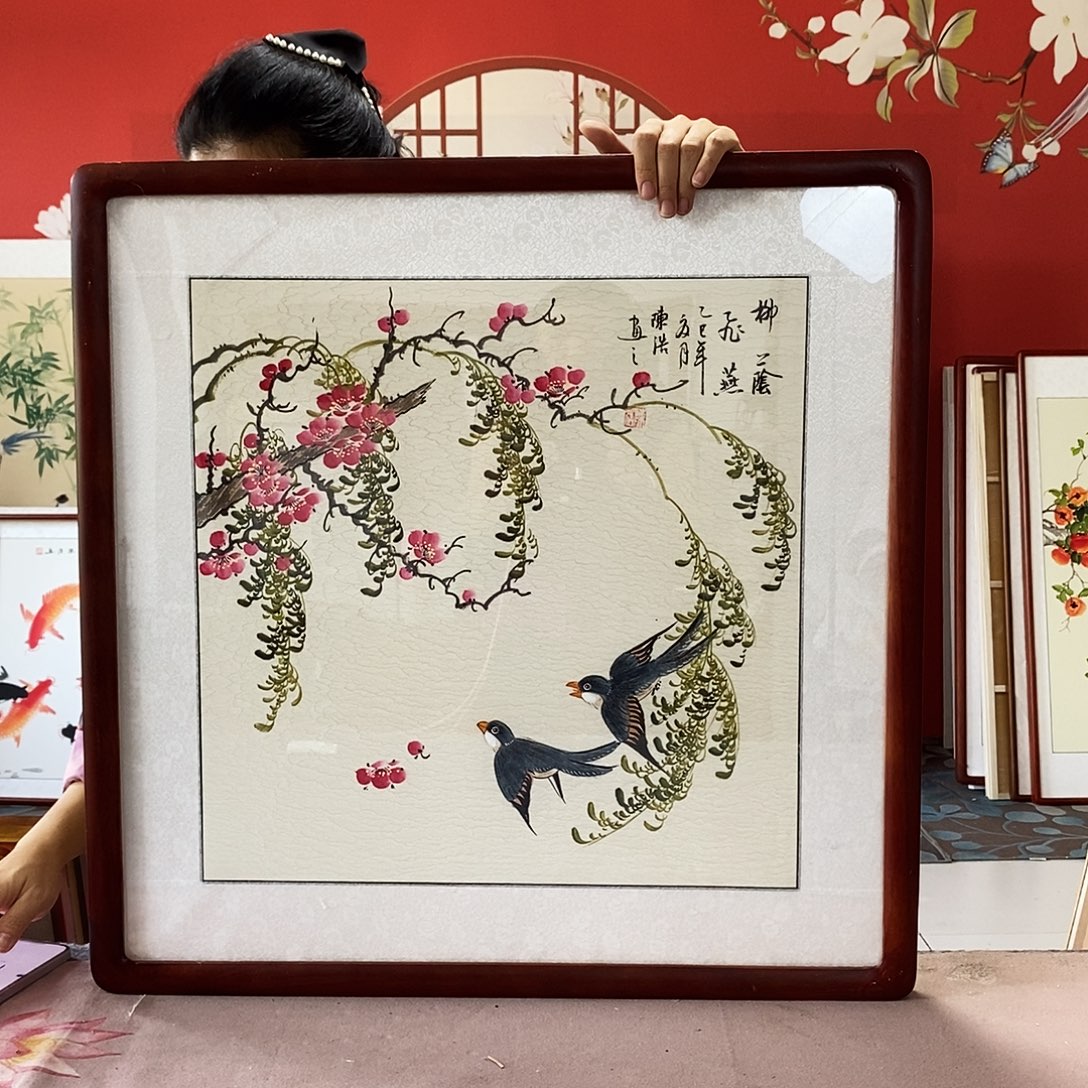 国画手写手绘带框包邮62✖️62国画作品