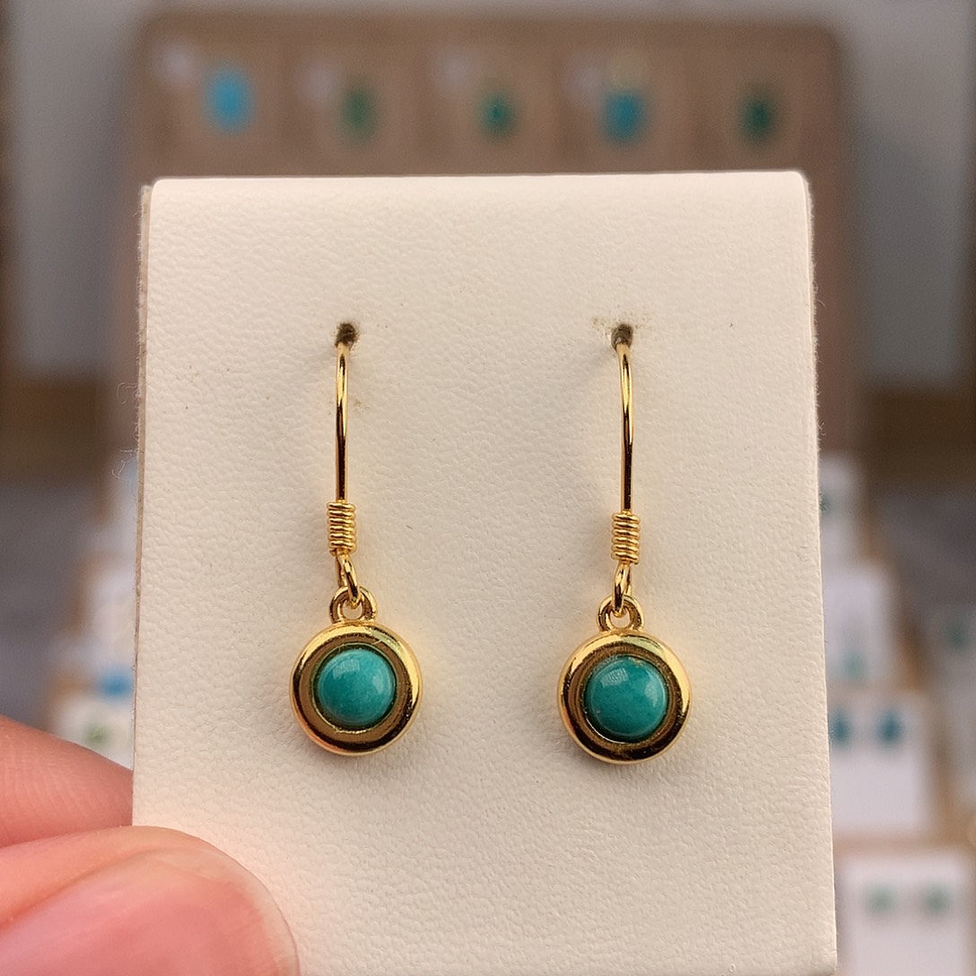 绿松石银S925镶嵌耳饰