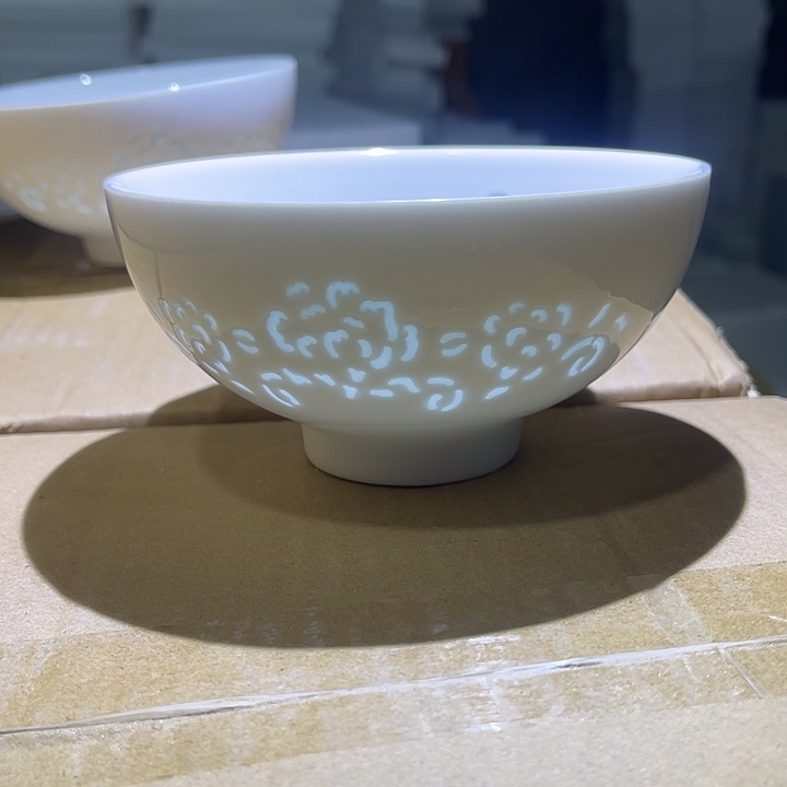 瓷片牡丹玲珑五英寸米饭碗，十个，包邮