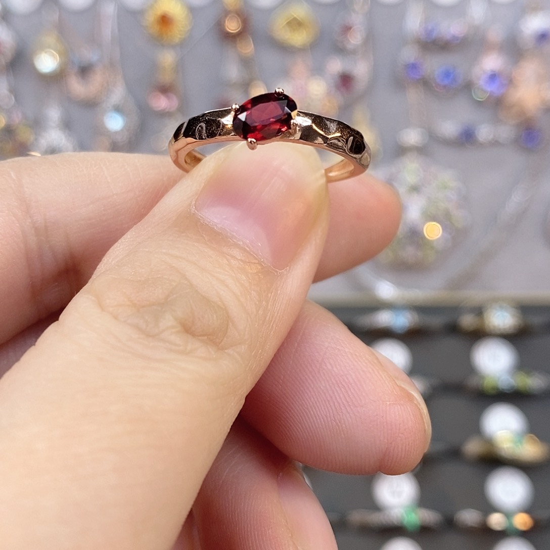 石榴石戒指银S925镶嵌