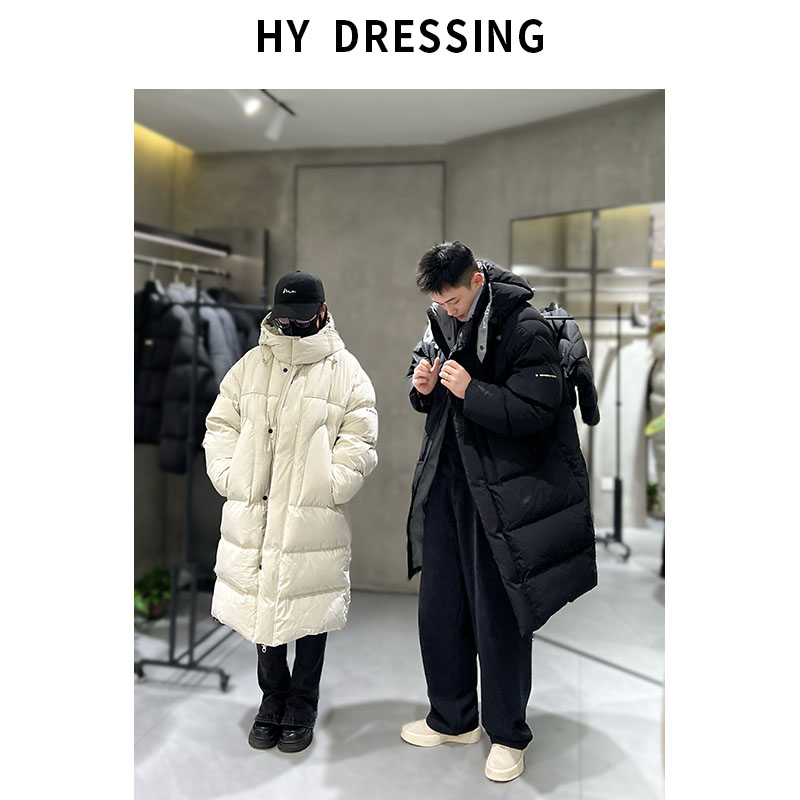 【HY穿搭】 冬季「 极寒连帽长款 」高充绒保暖朵绒蓬松度羽绒服外套