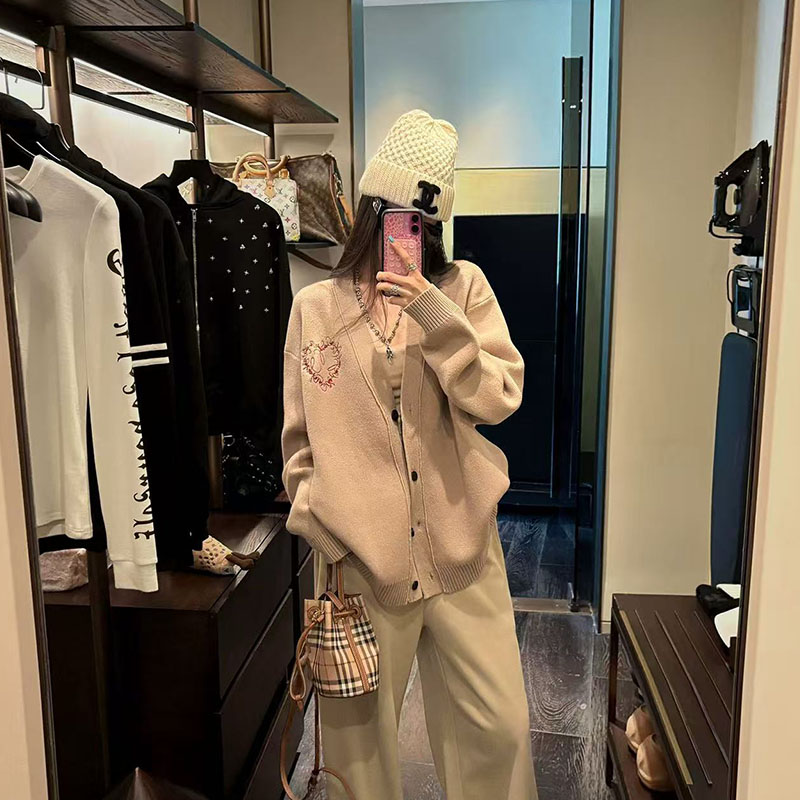 芊喜studio 毛衣开衫外套女设计感宽松辣妹慵懒风长袖针织衫上衣