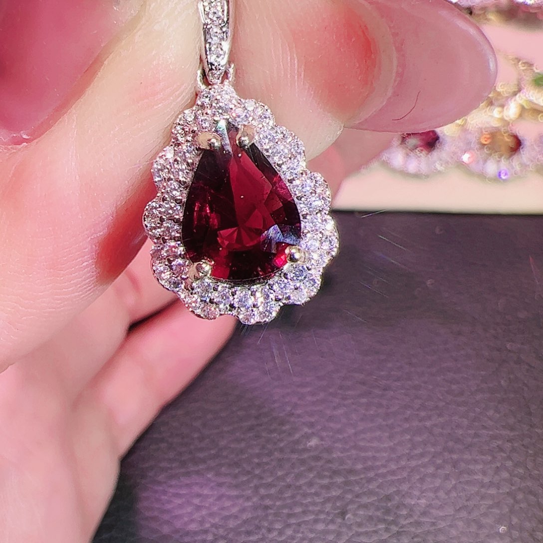 碧玺碧玺吊坠银S925镶嵌