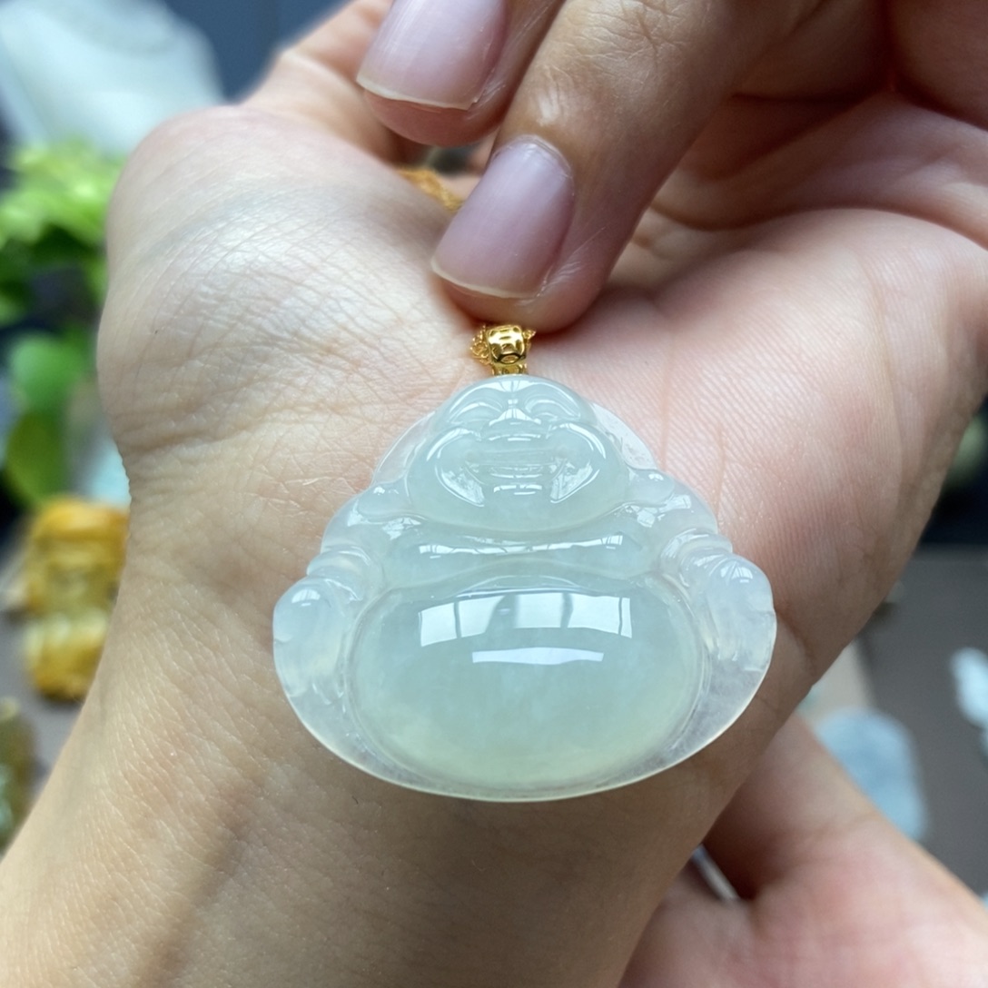 翡翠18K金镶嵌颈饰吊坠35